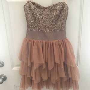 Rose gold party dress with sparkled top